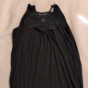 Wish Elegant Black Maxi Dress with Crochet Detail